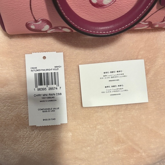 Coach Pink Mini Bag with Cherry Design - Picture 3 of 3